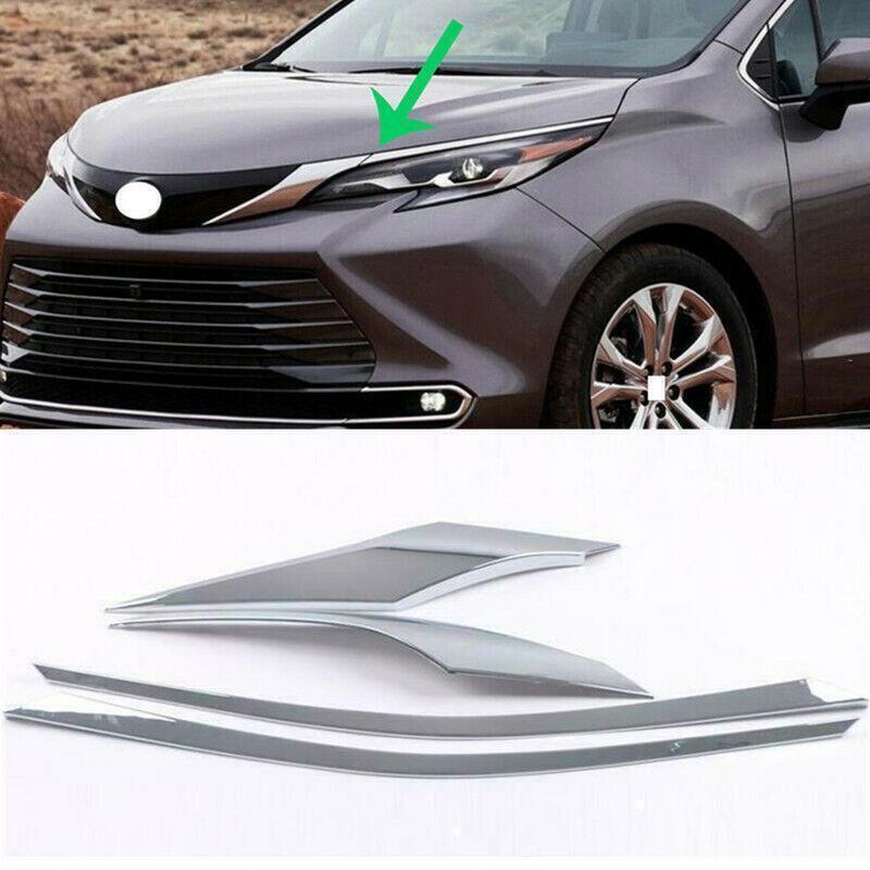 for Toyota for Sienna 21-2024 Chrome Front Side Hood Bonnet Grille Mesh Strip Trims