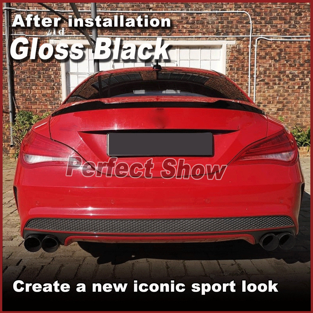 for Benz C117 CLA200 CLA250 CLA45 2013-19 Gloss Black Rear Trunk Lid Spoiler Lip