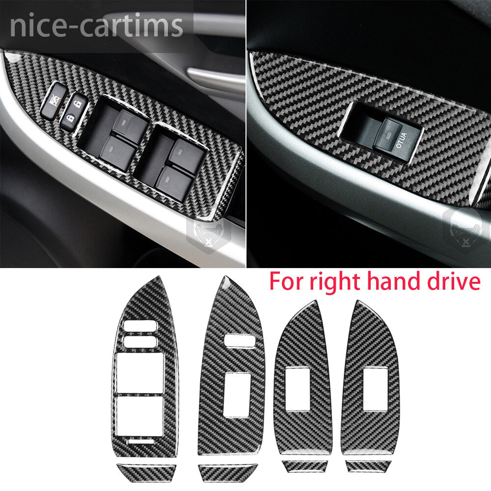 For Toyot@ Prius 2012-15 RHD Window Lift Switch Button Panel Trim Carbon Fiber¡Á8