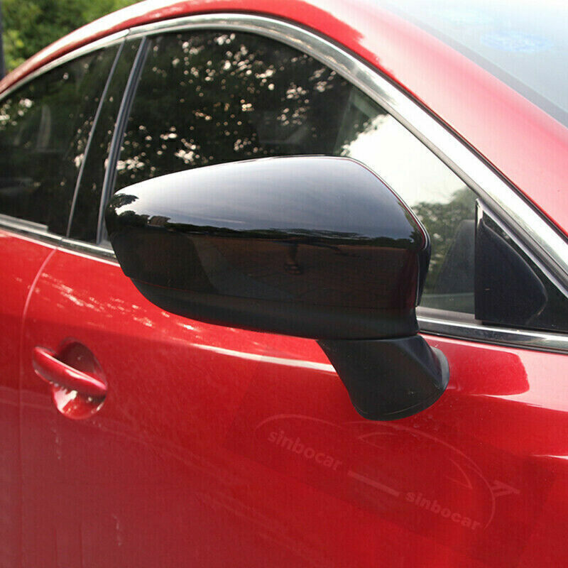2P for Mazda 3 Axela 2017-18 Bright Black Side Rear View Door Mirror Cover Trim