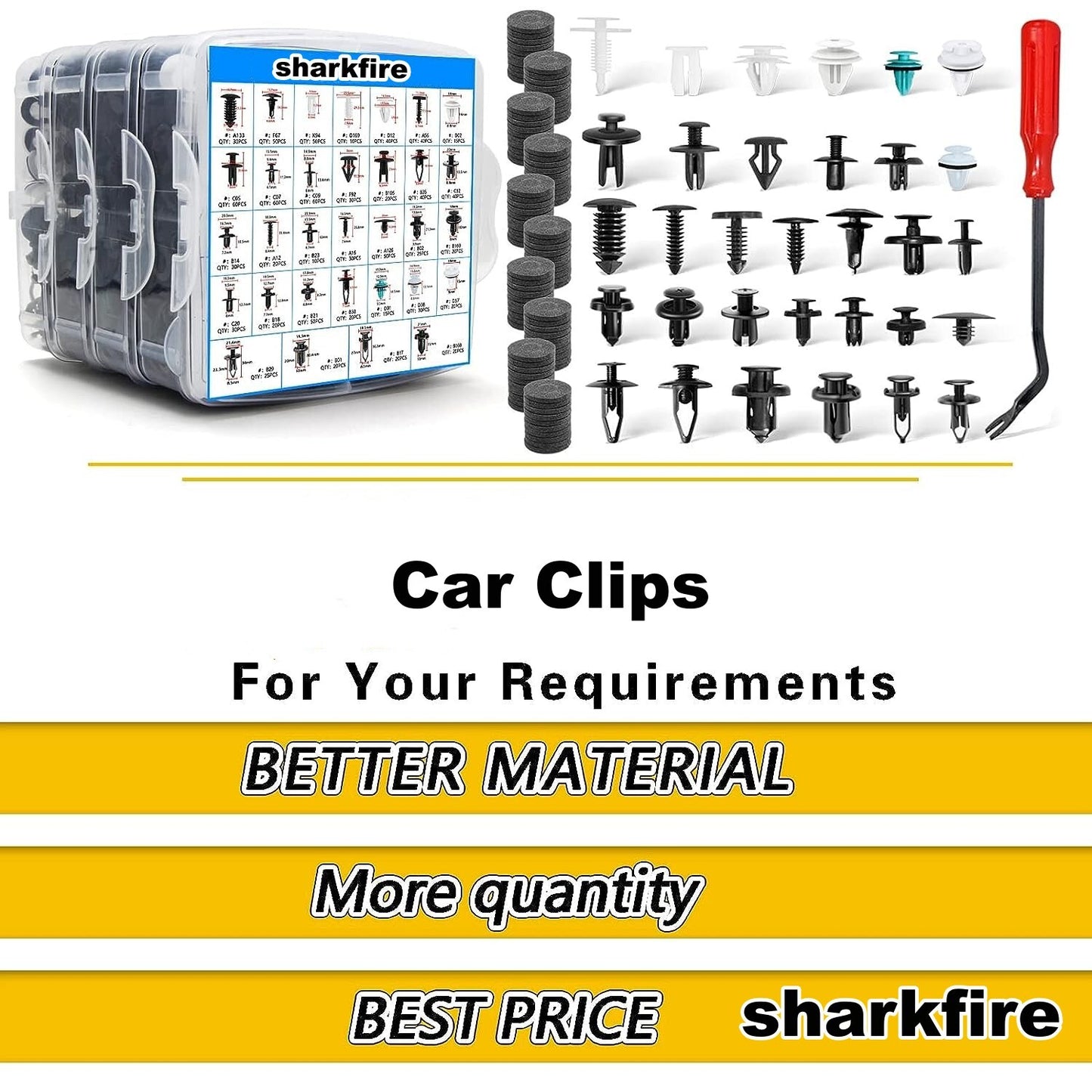 Car mounting clips 1300 pieces, car door panel trim clip kit, 1 piece fastener/makeup remover.