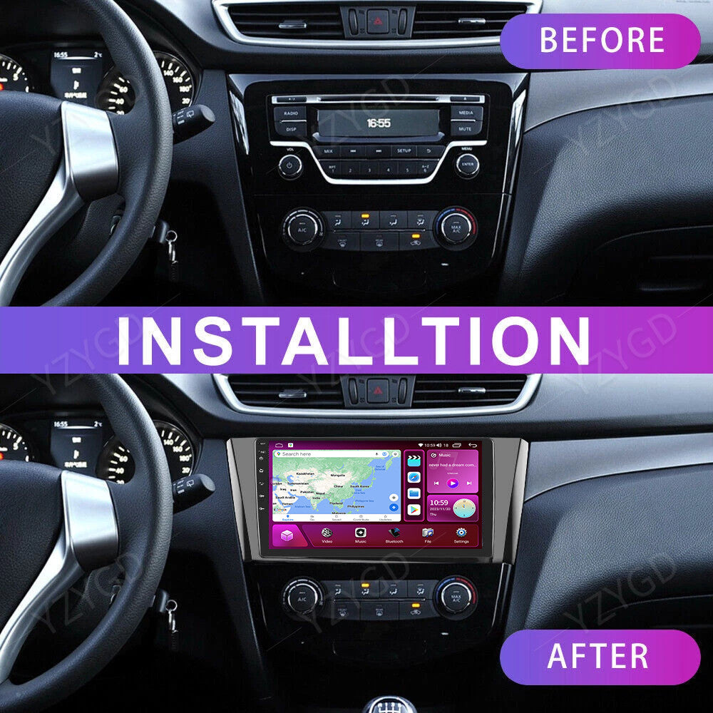 Android 14 Carplay Car Radio for Nissan Qashqai 2014-2019 Stereo GPS Navi Screen