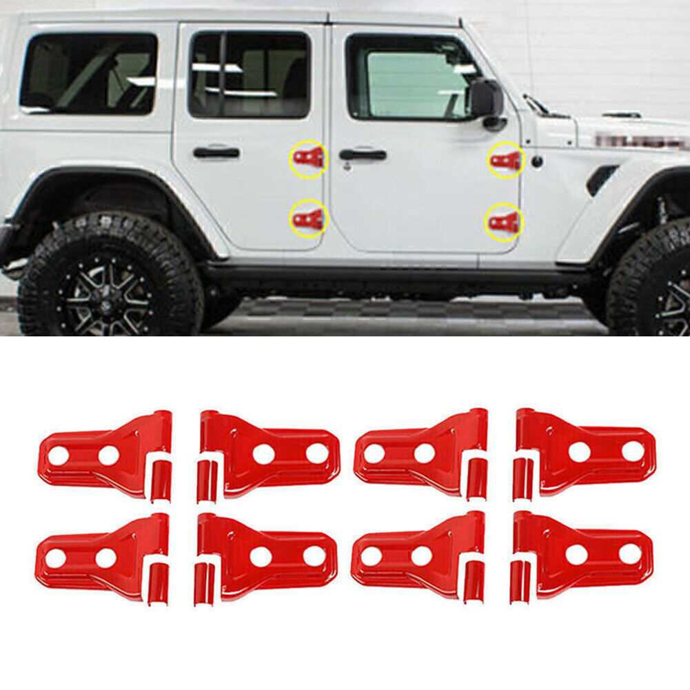 8x Red Car Door Hinge Trim Cover Fit 2018 for Jeep for Wrangler JL 4-Door Accessories