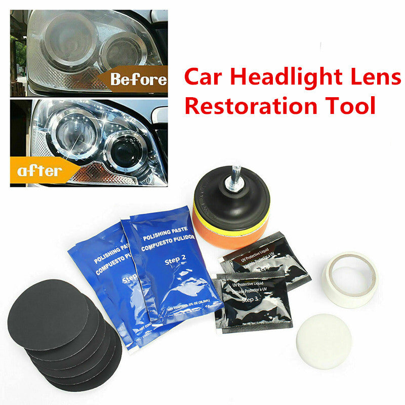 Car Headlight Polish Cleaning Polisher Restoration Glass Coat Scratch Repair Kit
