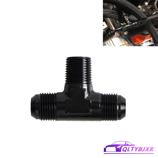 10AN AN10 Male Flare Union Tee T Block Fuel Fitting Adapter Aluminum Black
