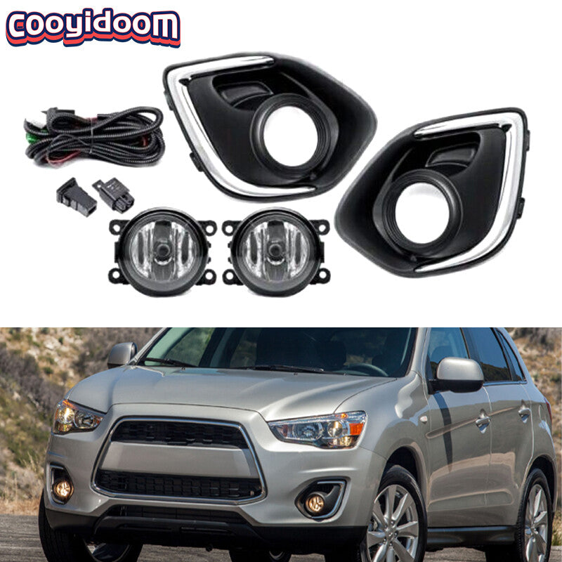 A pair of front bumper fog light covers with protective sleeves for 2013-2015 for Mitsubishi Outlander Sport