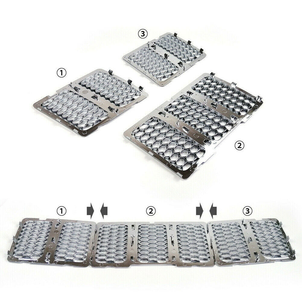 Front Grille Inserts Mesh Honeycomb Cover For 2014-16 for Jeep Grand Cherokee Chrome