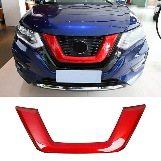 for Nissan Rogue 2017-20 Gloss Red ABS Front Center Mesh Grille Frame Cover Trim