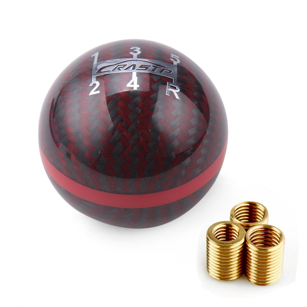 Universal Carbon Fiber Racing Ball MT Gear Shift Shifter Knob Stripe 5/6 Speed