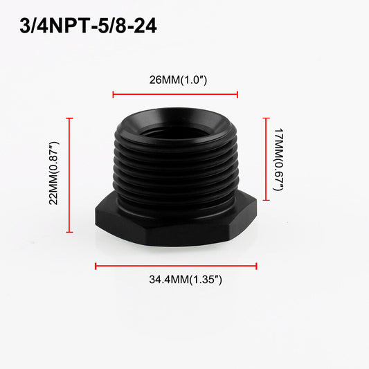 1pc Aluminum 5/8x24 to 3/4 NPT Automotive Threaded Oil Filter Adapter Black NEW