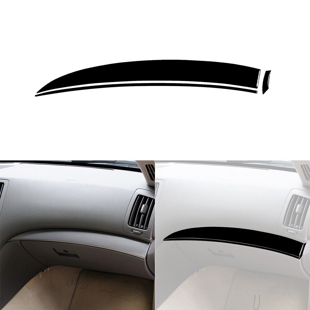 3-Piece Piano Black Passenger Dashboard Strip Cover for Infiniti G37 2010-13