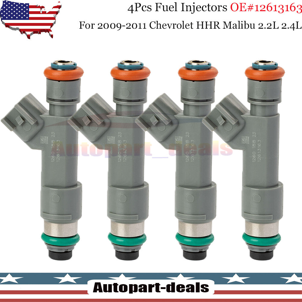 4Pcs Fuel Injectors 12613163 for Chevrolet HHR Malibu 2.2L 2.4L 2009-2011 US