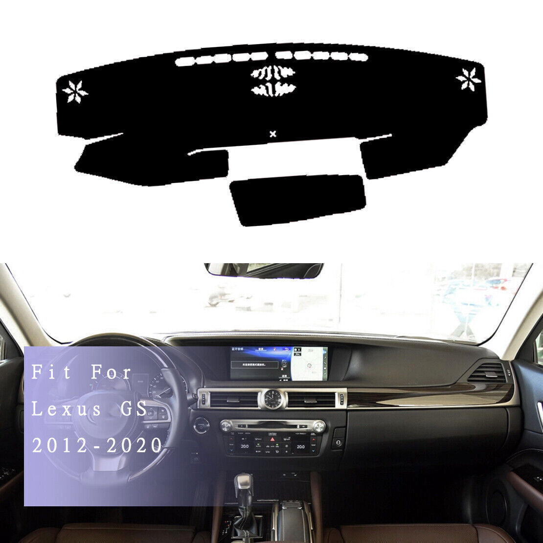 1P Inner Dashboard Dash Mat Non-slip DashMat Sun Shade Pad for Lexus GS 2012-20