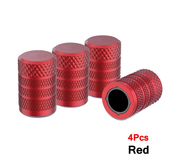 4-piece car tire valve cover rod air dust cover, red, universal for Nissan