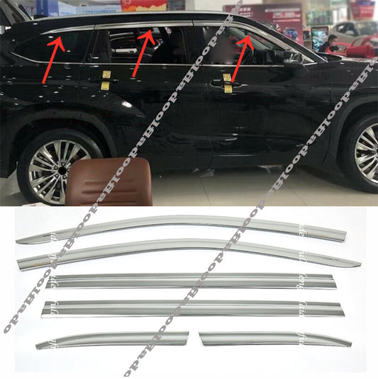 for Toyota Highlander 2020-23 Chrome Window Vent Visor Sun Rain Deflector Guard