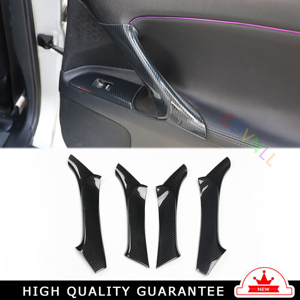 Car Inner Door Armrest Panel Trim 4PCS Fit for Lexus IS 06-11 Black Carbon Fiber