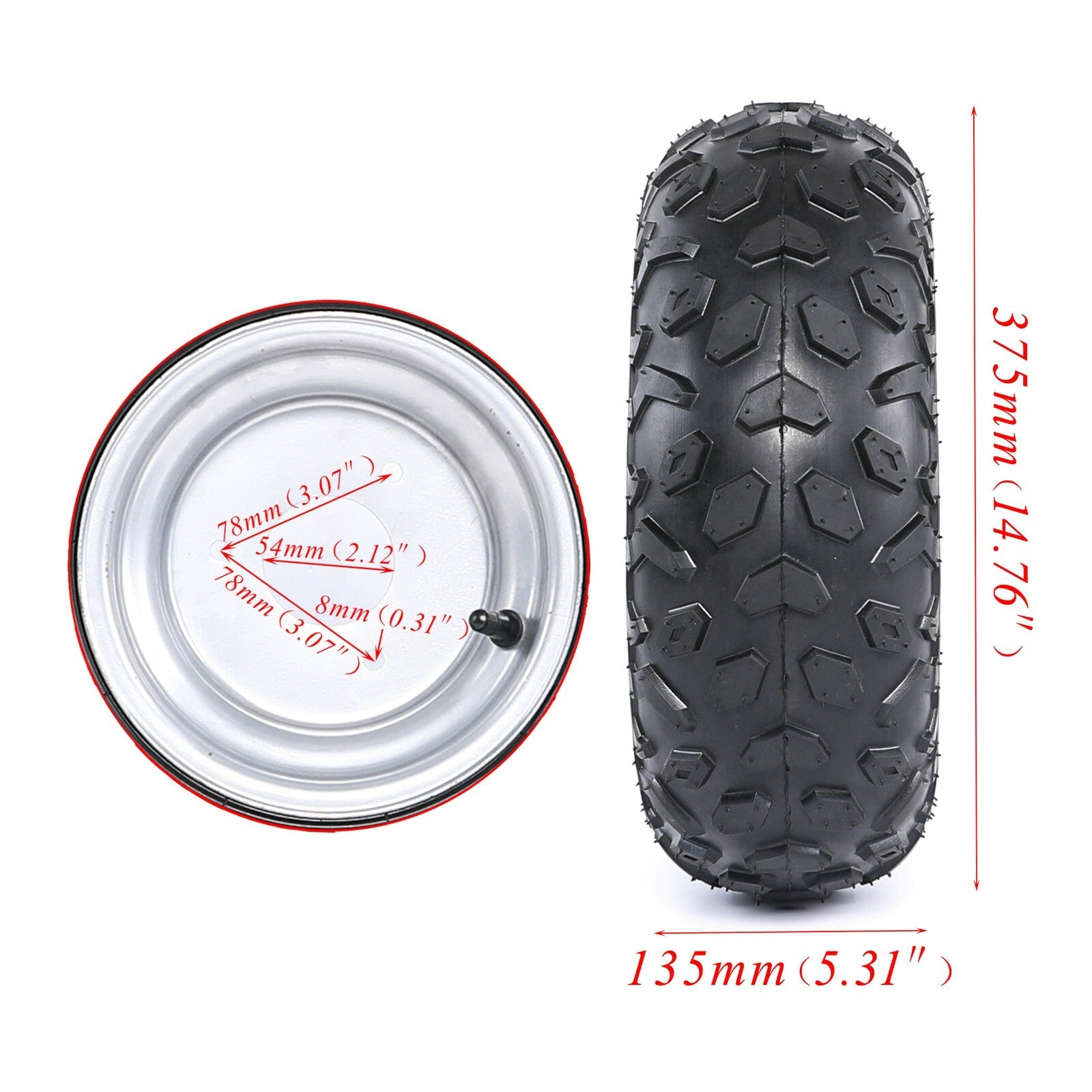 4 Pack 145/70-6 Tyre and Rim 6 Wheels for Go Kart ATV Quad Ride on Mower LT50