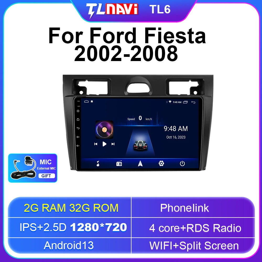 for Ford Fiesta Mk VI5 Mk5 Car Radio Multimedia Video Player GPS Navigation 2din