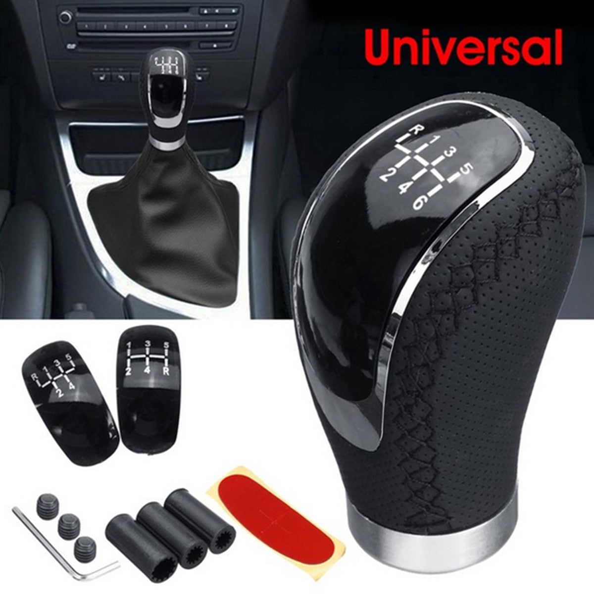 5/6 Speed Car Gear Shift Knob Manual Shifter Lever W/Replaceable Gear Knob Cap