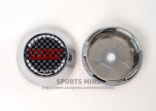4x65mm Volk Racing Chrome Carbon Bezel Caps, Decals, Badges, Wheel Center Caps
