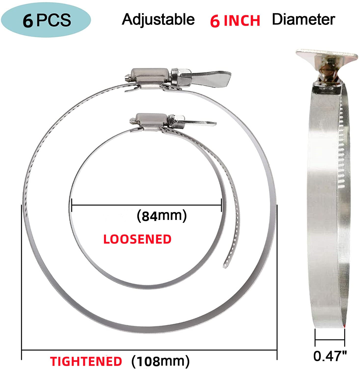 Adjustable hose clamp, thumb screw, tube clamp, key clamp for dust removal hoses