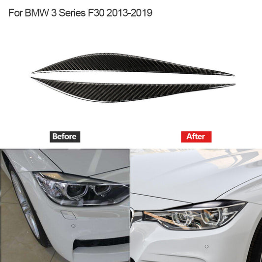 Carbon fiber headlight eyebrow trim for BMW 3 Series F30 2013-2019