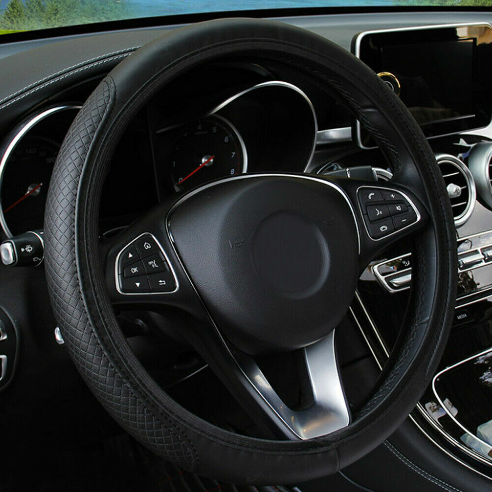 Black PU Leather Car Steering Wheel Cover for Car Car Accessories 15 Universal