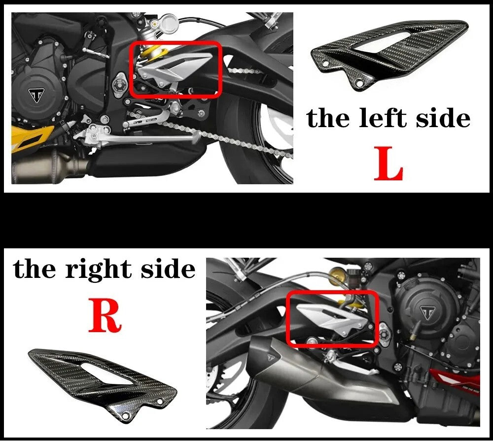 For Street Triple 765RS 2017-2024 Carbon Fiber Footpeg Rear FootHeel Guard Plate