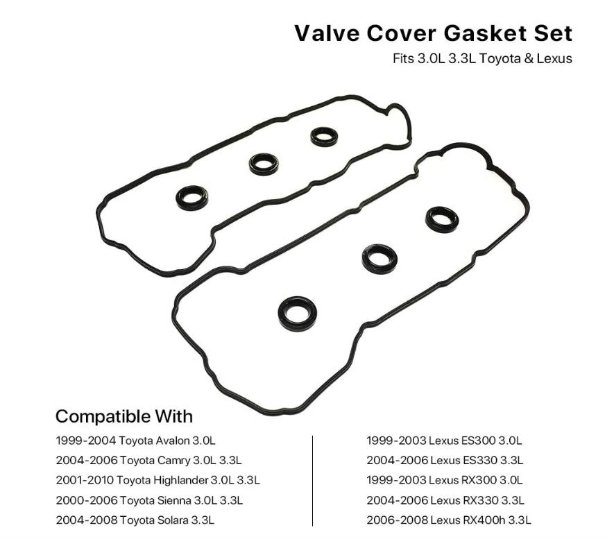 Engine Valve Cover Gasket Set for Toyota for Sienna 2000-2006 3.0L 3.3L V6 VC963G