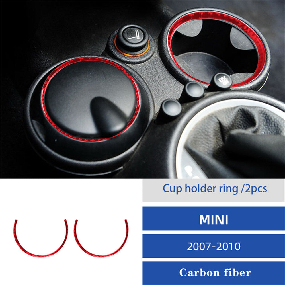 Red Carbon Fiber Middle Cup Holder Trim for Mini Cooper 2007-2010