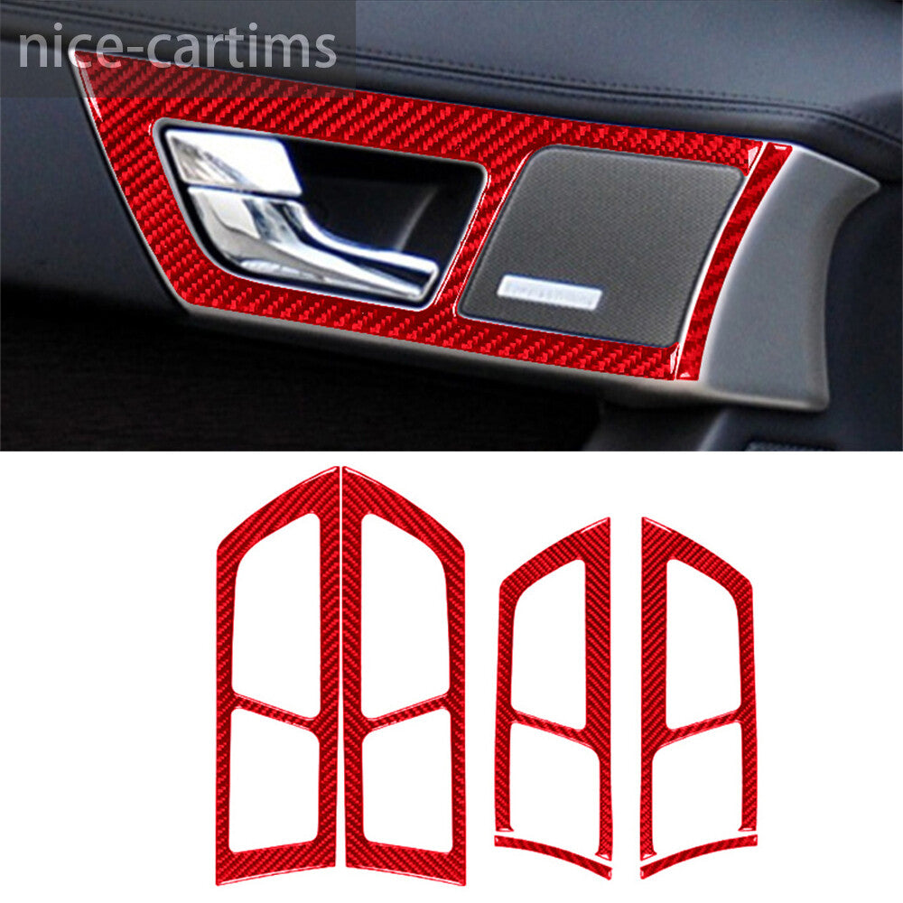 6¡ÁRed Carbon Fiber Interior Door Handle Panel Decor Trim for Jaguar XF 2009-2011