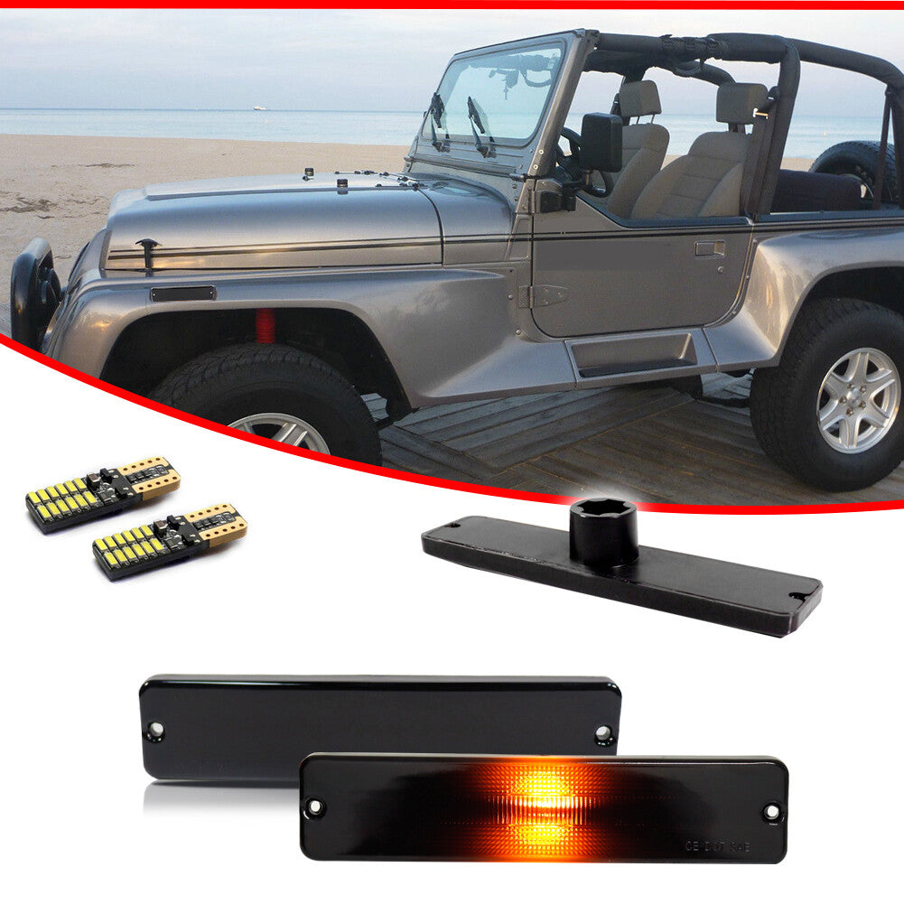 Suitable for 1987-1995 for Jeep Wranglers, LED smoke lights, amber front fender side marker lights (2 pieces)