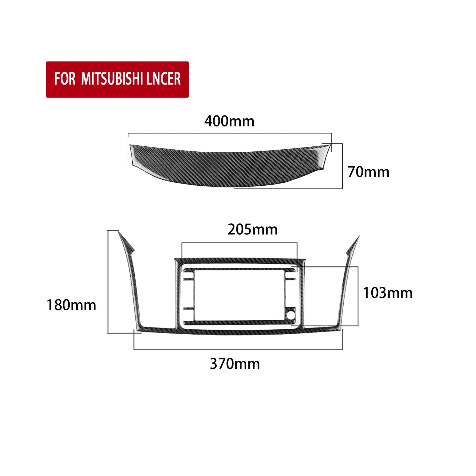 Carbon Fiber GPS Navigation Panel Cover Trim for Mitsubishi Lancer 2008-2015