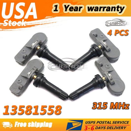 Set (4) 13581558 NEW Tire Pressure Monitor Sensors TPMS For GM for Chevy for GMC 315MHz