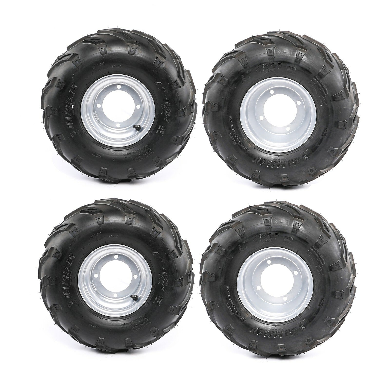 4 Set 16x8-7 Tyre Rim 4 Bolt 7 inch Complete Wheels ATV Go Kart Quad 4 Wheelers