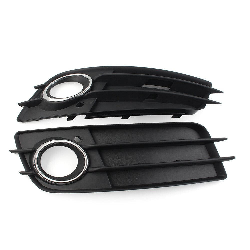 Front Bumper Fog Light Grille Cover W/Chrome Ring for Audi A4 B8 S4 2008-12 cl