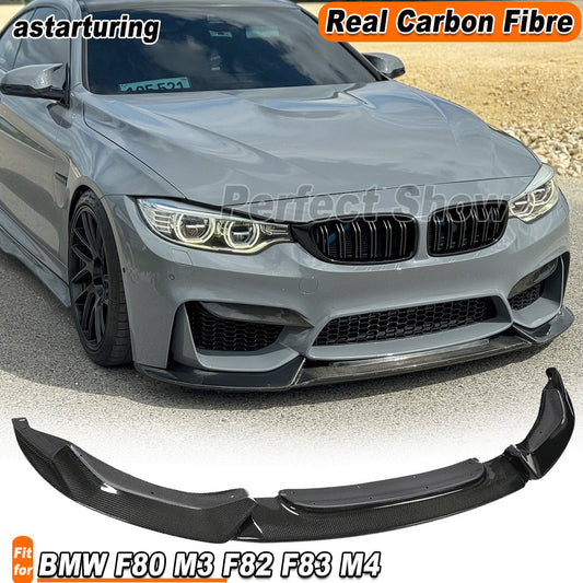 Fit for BMW F80 M3 F82 F83 M4 2014-19 REAL Carbon Front Bumper Lip Spoiler Chin