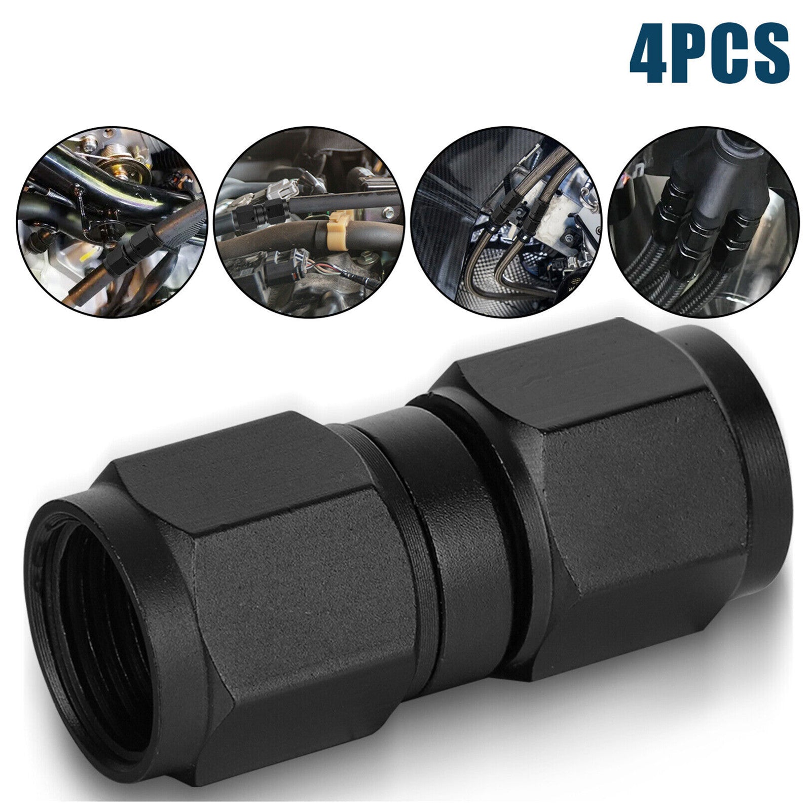4X Aluminum Alloy 6AN Female to 6AN Female Coupler Straight Swivel Fitting