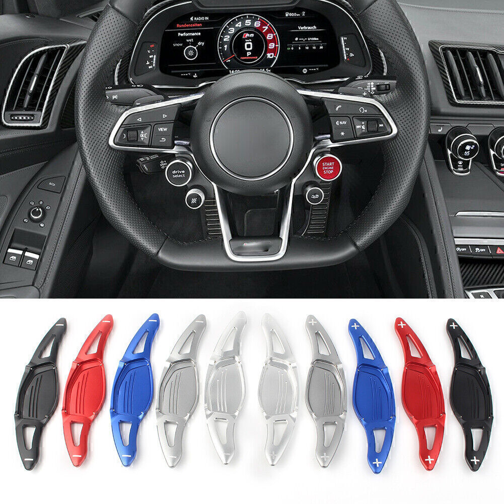 2-piece extended version of car steering wheel and gearshift paddle for Audi R8 RS3 RS4 RS5 TT RS