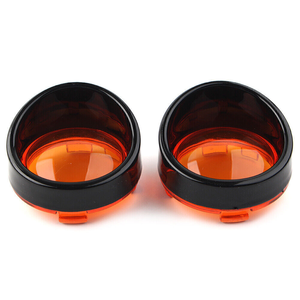 Turn Signal Light Lens Cover Yellow Bezels Visor for Harley Davidson Softail