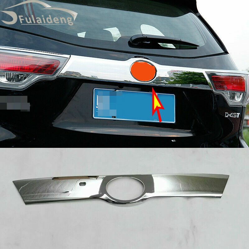 for Toyota Highlander 2014-2019 Chrome Rear Trunk Streamer Cover W/ for SMART KEY FIT