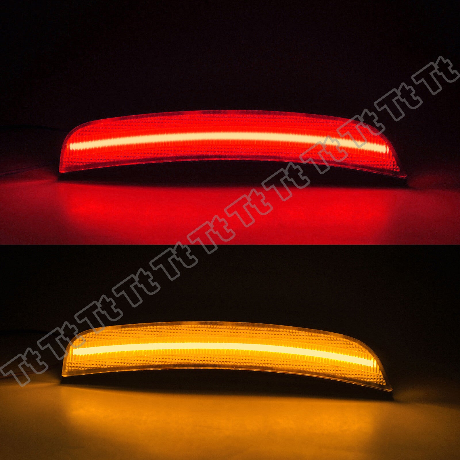 Four LED side marker lights for 2015-2022 for Chrysler 300C 300S, before and after smoke.