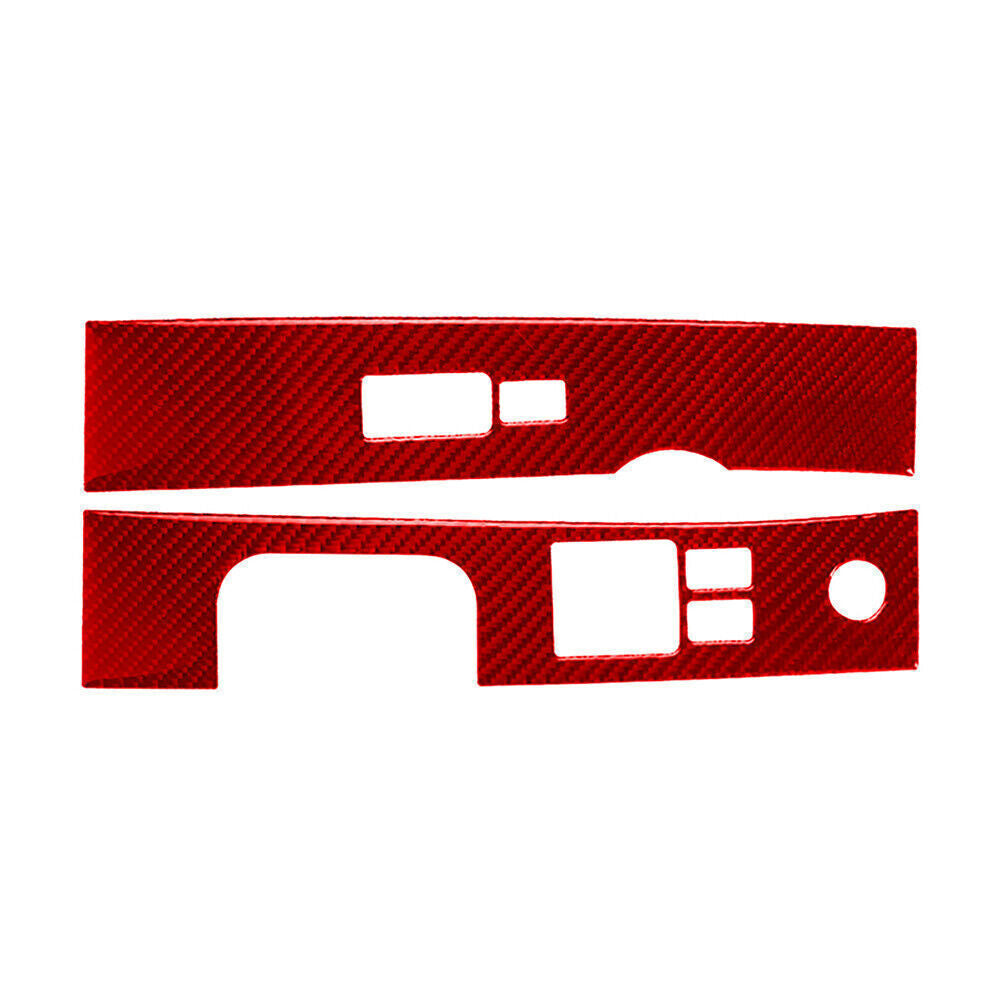 2 Pcs Red Carbon Fiber Window Lift Switch Panel Trim for Nissan 350z 03-2009 RHD