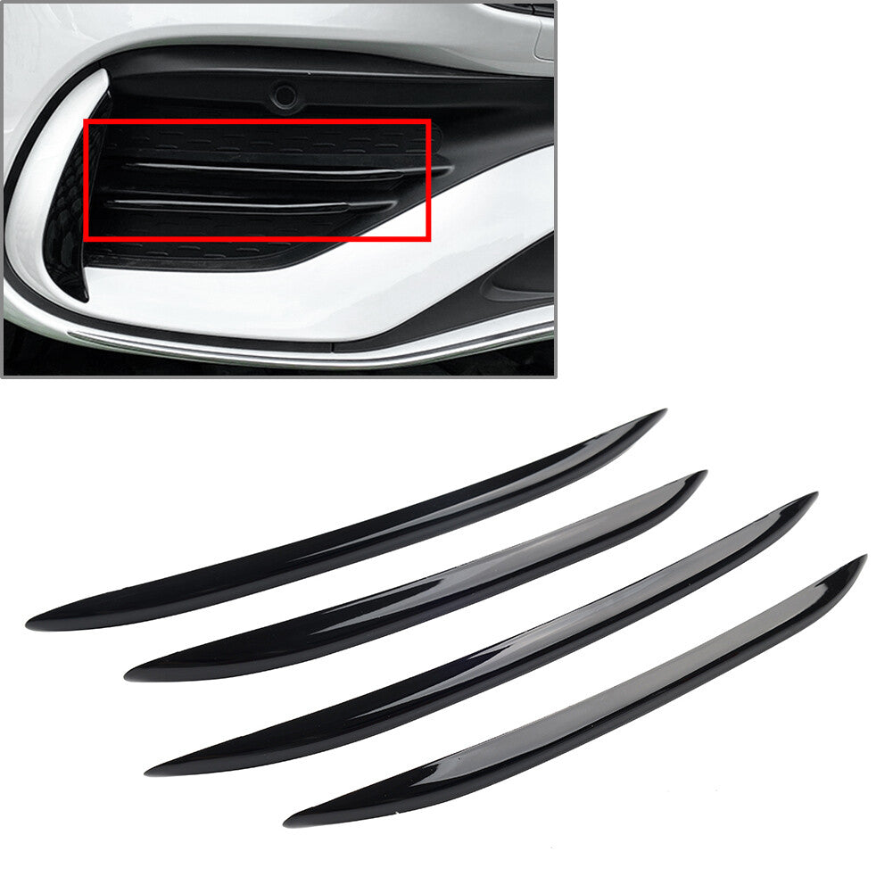 Front Bumper Splitter Fins Body Spoiler Canards Set Fit for Benz C-Class W206 Glossy