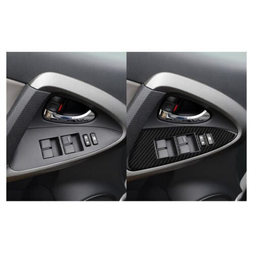 Soft Carbon Fiber Glass Window Switch Panel Cover Trim for Toyota RAV4 2006-2012