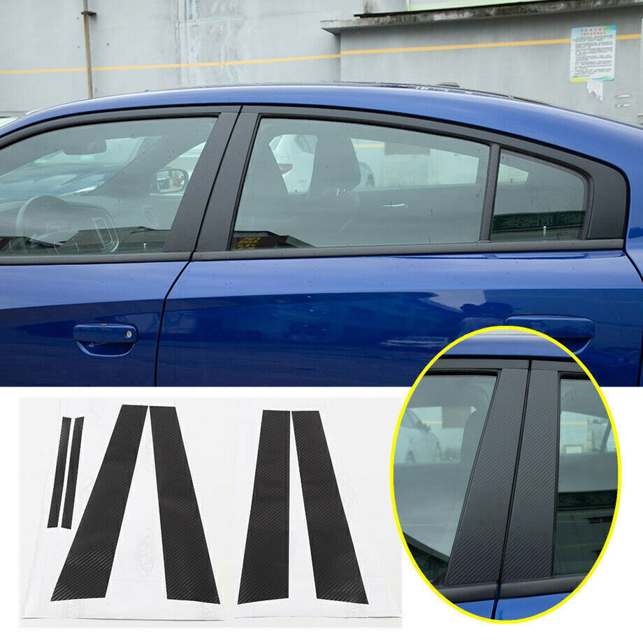 for Dodge Charger 2015-21 Carbon Fiber Style Pillar Posts Door Window Strip Trim