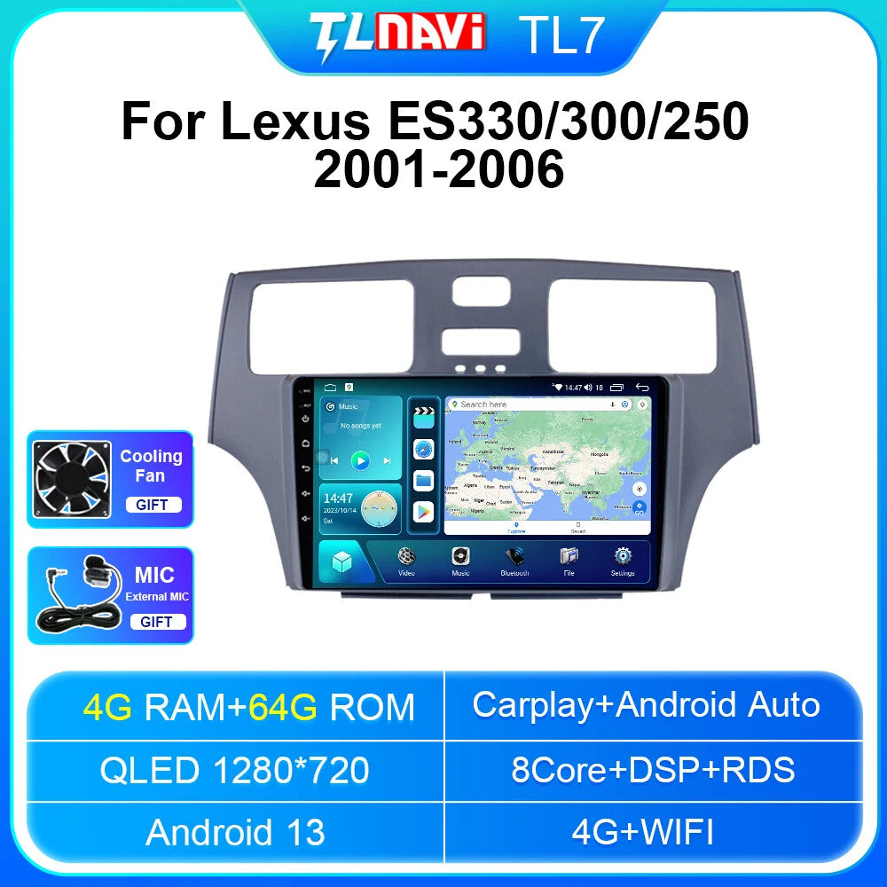 for Lexus ES300 XV30 ES250 2001-2006 CarPlay Car Radio Stereo GPS Player Screen