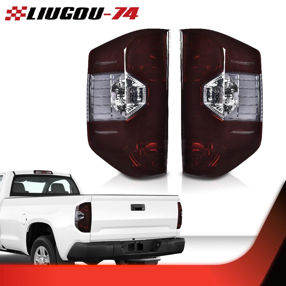 Two red taillights (approximately) suitable for 2014-2021 for Toyota Tundra pickup trucks.