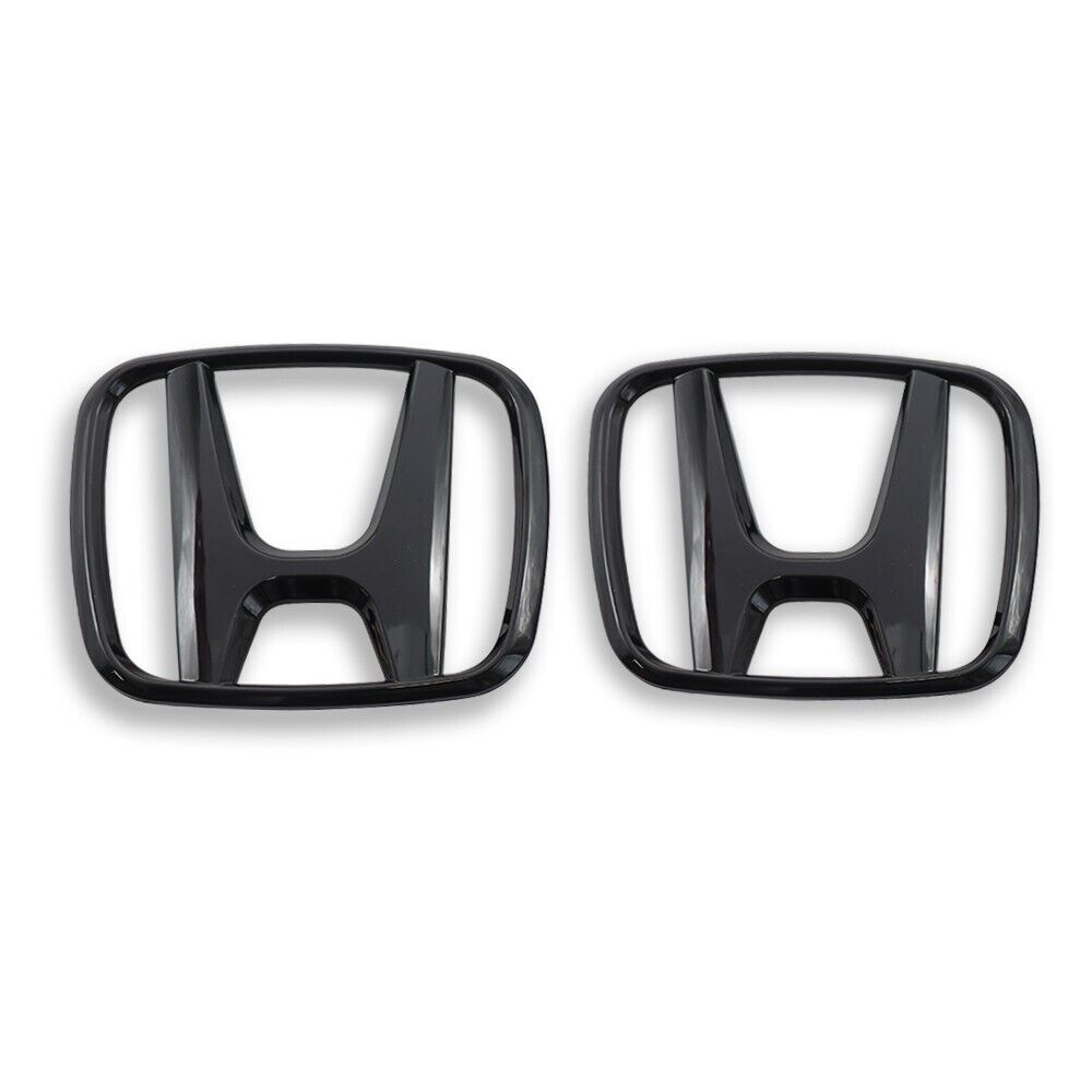 2-Pack H FE Glossy Black Embroidered Badges for Front and Back on H+ for CIVIC FE SEDAN 2021-2023