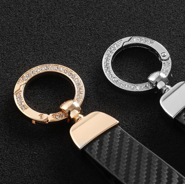 Car keychain/key ring, black and silver horseshoe buckle accessories for Audi A7